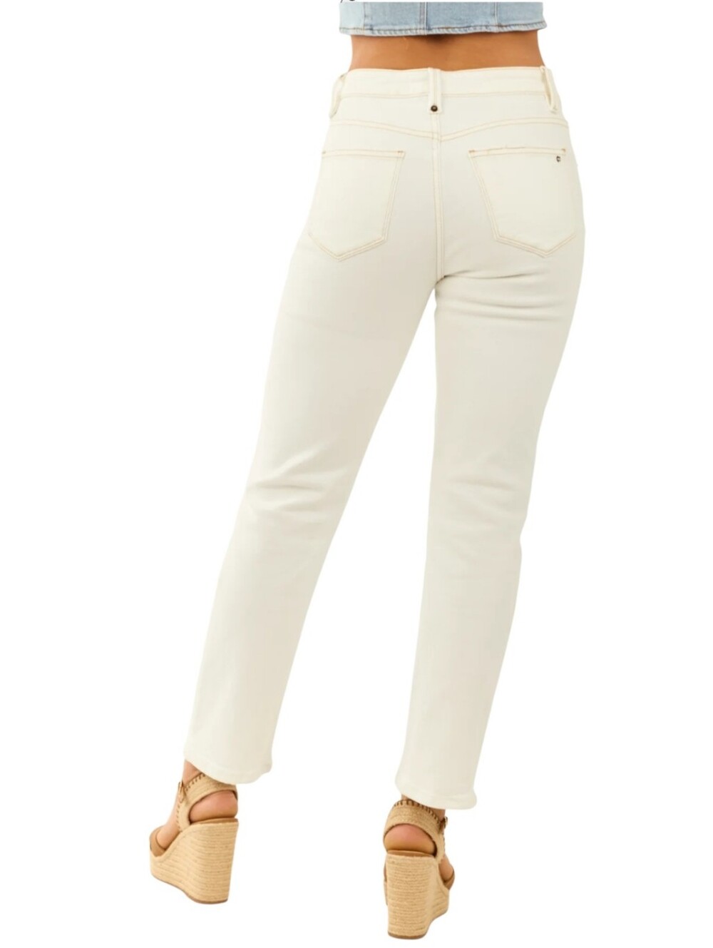 MICA Women's Straight Leg Jeans in Cream - NEW/TAGS Mid-Rise Fit lots of stretch - Picture 4 of 13